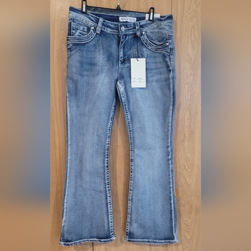 NWT Telepatia Low Rise Bootcut Skull Jeans 15/32